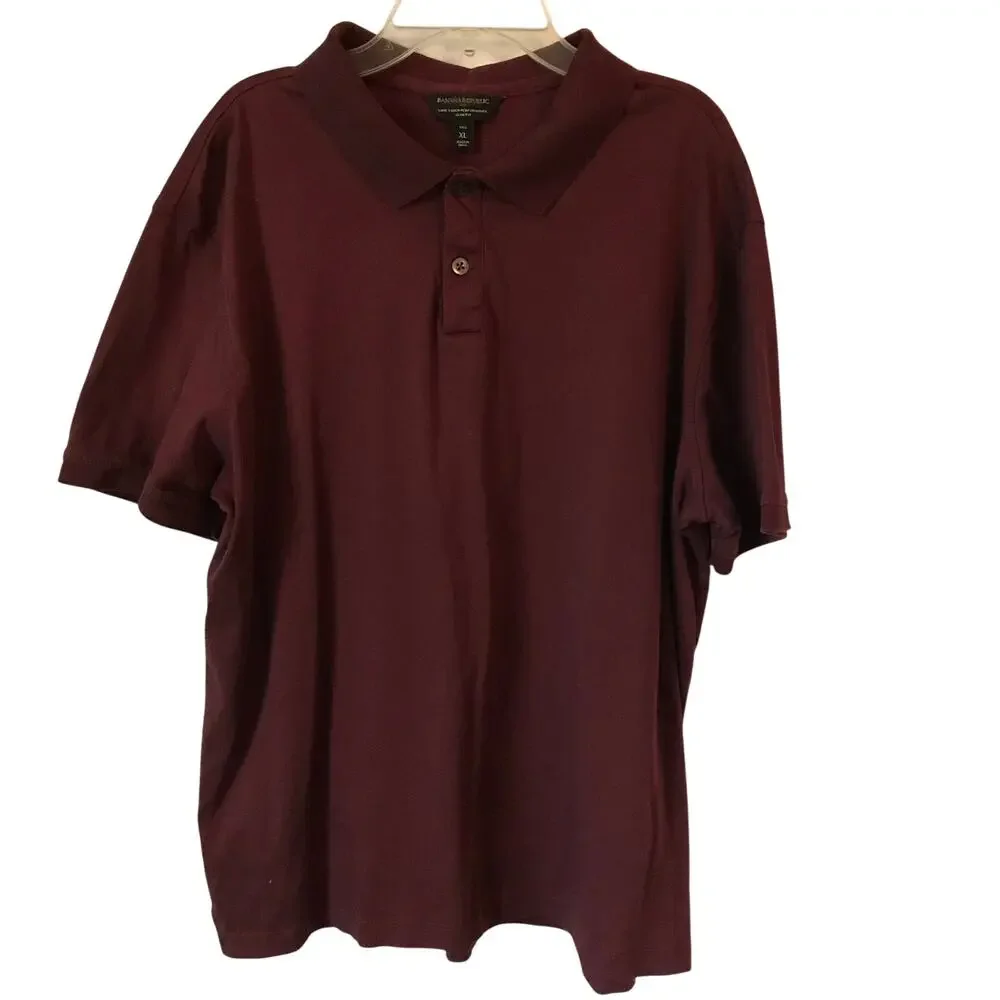 Banana Republic Shirt Mens Size XL Tall Burgundy Cotton Slim Fit Luxe Technology